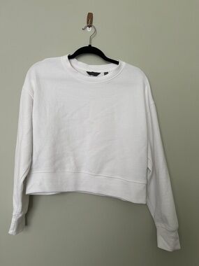 Danskin White Cropped Crewneck Sweatshirt